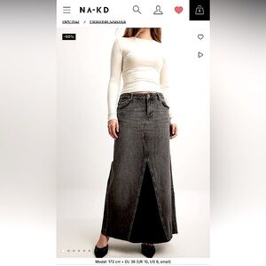 NAKD maxi black denim skirt in a size 6 no slits!